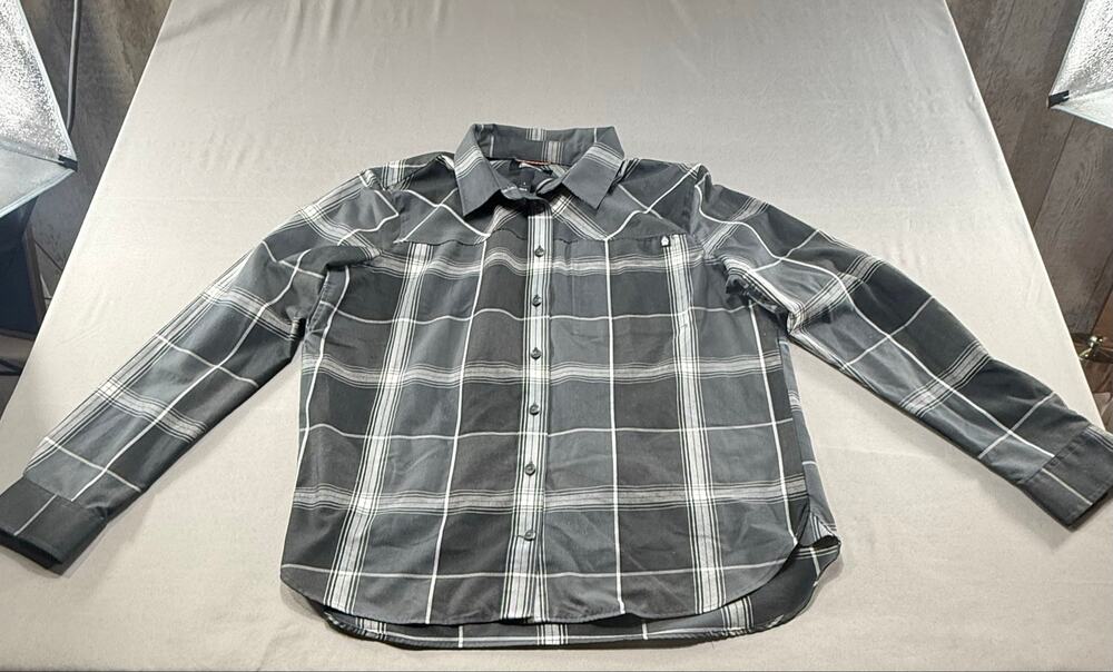 Alaskan Hardgear by Duluth Trading Men’s Large Plaid Wool Blend Shirt gray/blk